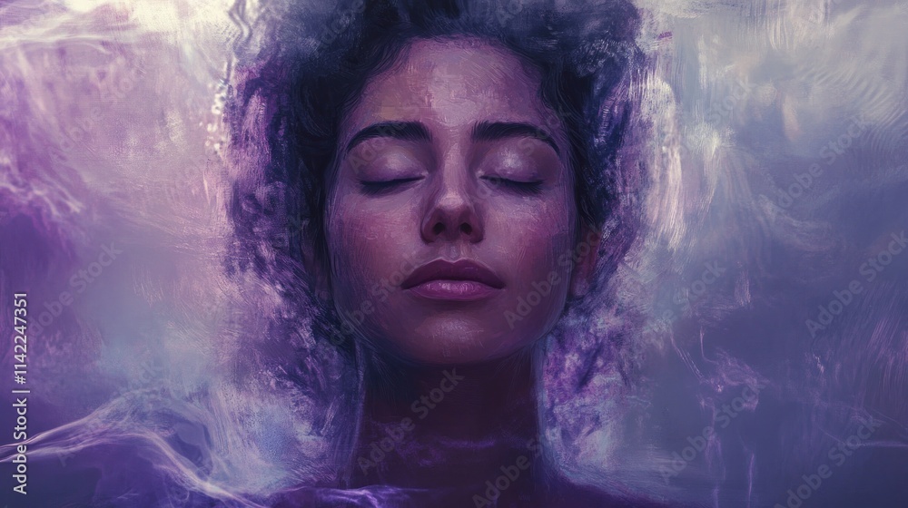 A Woman's Face Surrounded by Purple Haze A Woman's Face Surrounded by Purple Haze