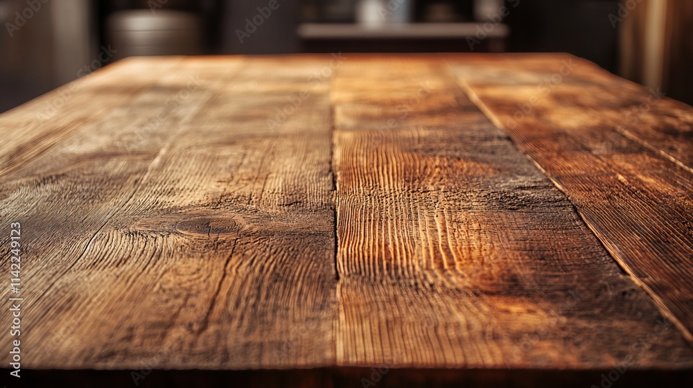 Rustic wooden tabletop in a cozy kitchen, ideal for showcasing products, design concepts, or creating mockups. Rustic wooden tabletop in a cozy kitchen, ideal for showcasing products, design concepts, or creating mockups.