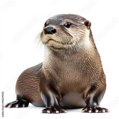 otter isolated on white background photo