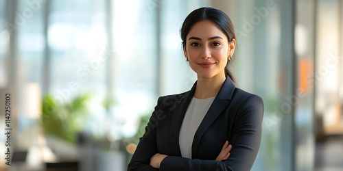 Portrait of a tax consultant standing confidently in a professional office, smiling