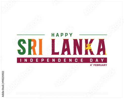 SRI LANKA Independence Day vector design on a white background, Typographic Design of SRI LANKA Independence Day, SRI LANKA flag typography on white background, Vector design of Sri Lanka national day