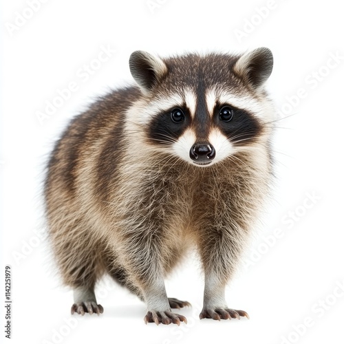 Cute Racoon isolated on white background photo