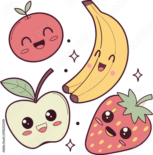 "Fun Cartoon Apple Fruit – Cute and Colorful Illustration for Kids' Designs"