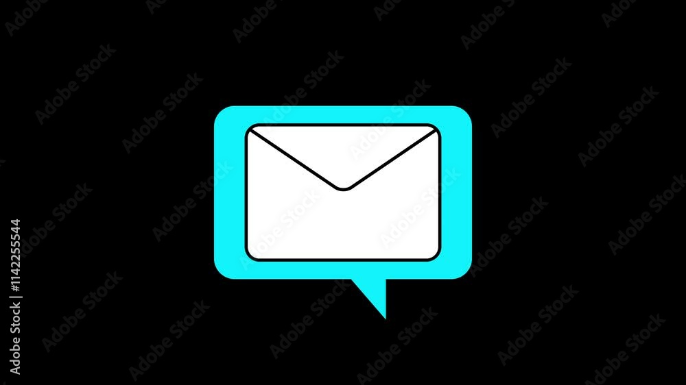 receive message icon animation with black background. Messages icon animation success, correct or right choice icon concept. receive message icon animation with black background. Messages icon animation success, correct or right choice icon concept.