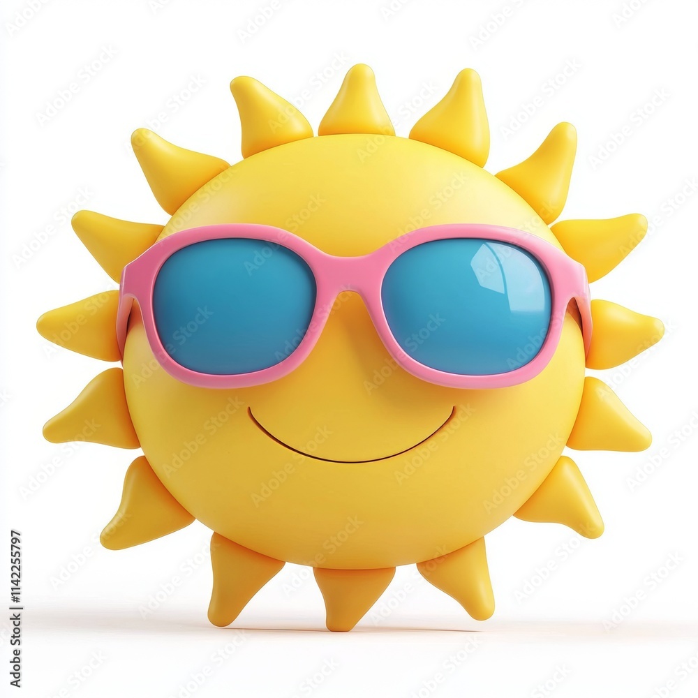An isolated smiling sun with shades on a transparent backdrop. An isolated smiling sun with shades on a transparent backdrop.