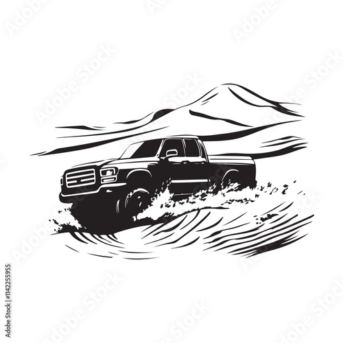 Suv Bashing Stock image vector. Racing Across Sand Vectors and Illustrations.