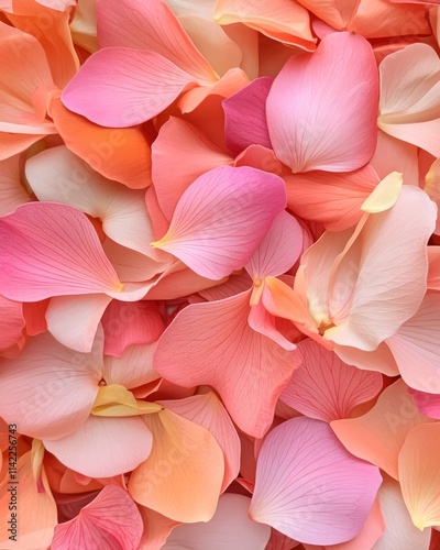 petal in trendy. Colorful rose petals in soft shades of pink and cream create a delicate and beautiful floral background.
