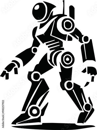 various robot silhouettes on the white background