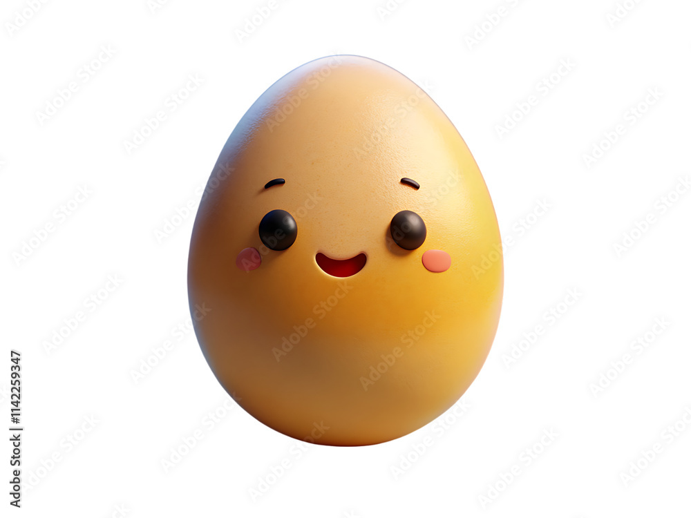 Fototapeta premium Happy Cartoon Egg Character with Big Smile and Open Arms