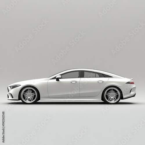 White Car Isolated Side View