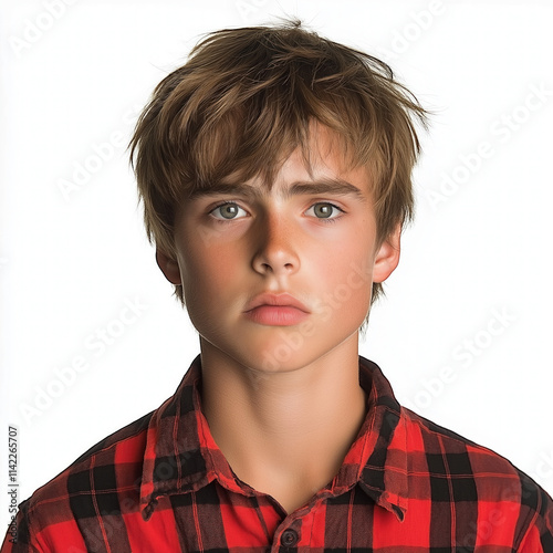 Serious Teenage Boy Isolated