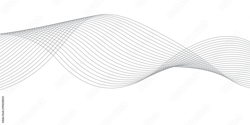 Fototapeta premium Abstract modern background, curved lines, create the effect of an optical illusion.Vector illustration. Wave with lines created using blend tool.Abstract wave element for design. Digital frequency.