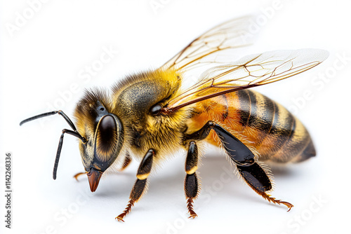 Honey Bee On White Background
