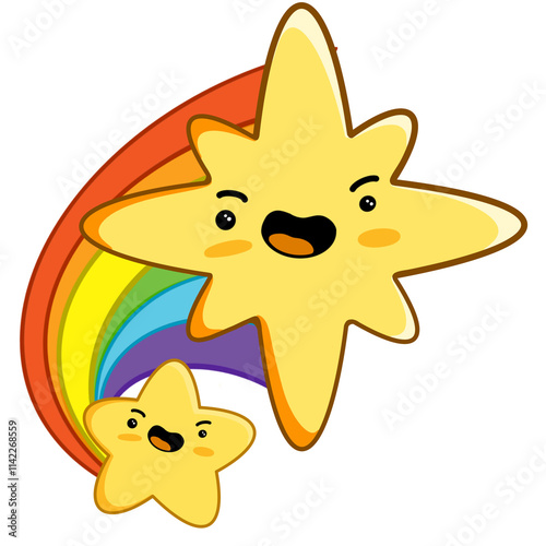 Yellow star with smile icon illustration	
