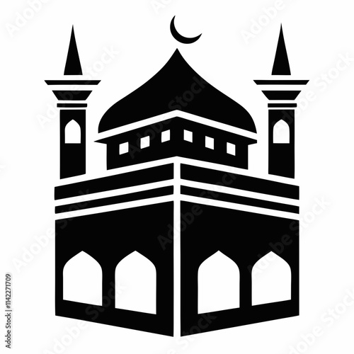 Silhouette vector Kaaba on white background 