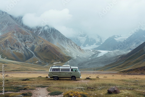 Holiday trip on large family motorhome for holiday in beautiful nature