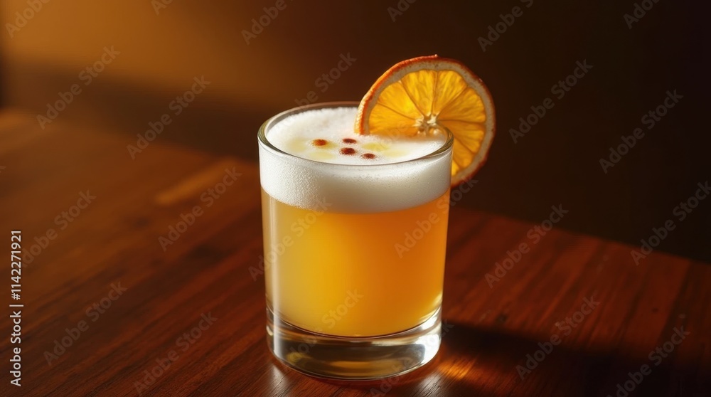 Frothy Egg White Whiskey Sour in a Rocks Glass Frothy Egg White Whiskey Sour in a Rocks Glass