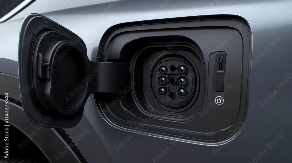 Electric Vehicle Charging Port Close-Up Electric Vehicle Charging Port Close-Up