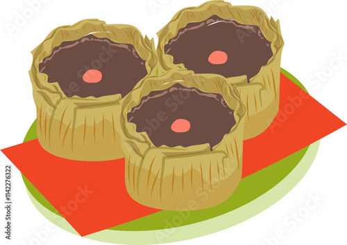 Gula Melaka Tikoy (Nian Gao) Chinese New year food clipart 