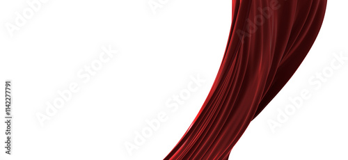 red wave silk satin fabric on white background for grand opening ceremony other occasion