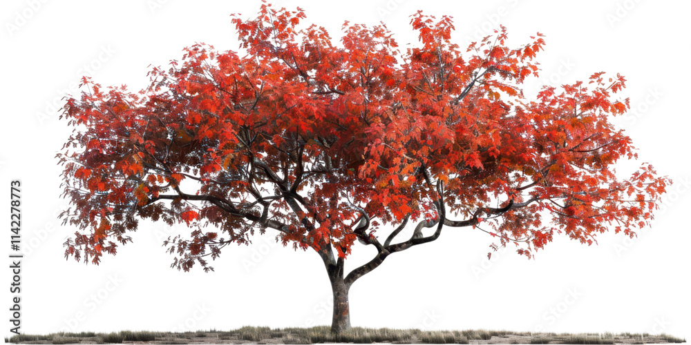 Autumnal Red Maple Tree in Nature's Embrace