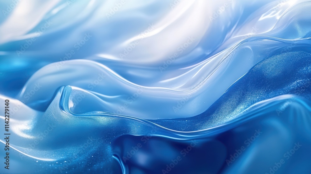 Obraz premium Abstract Blue Liquid Waves Flowing Smoothly