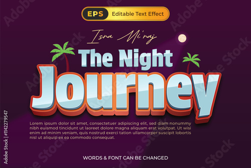 a poster for the night journey Isra mi'raj with text effect