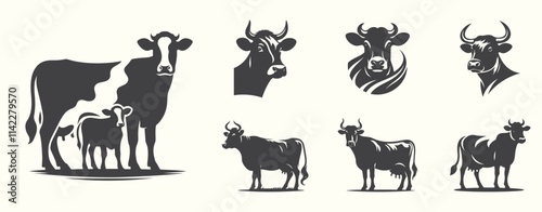 Bold black cow artwork, ideal for dairy, ranch, and agricultural-themed decor.