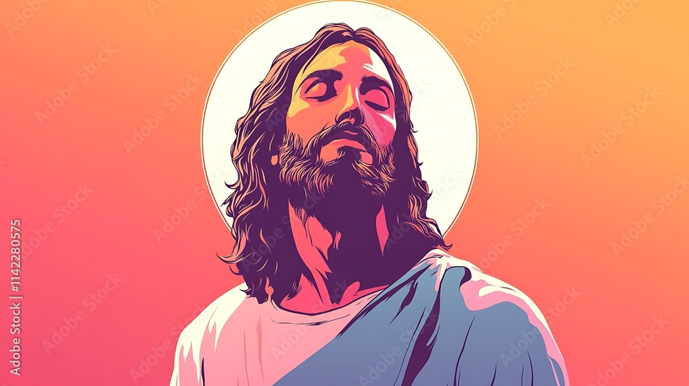 Vector art of Jesus Christ in simple, flat design, suitable as a wallpaper
