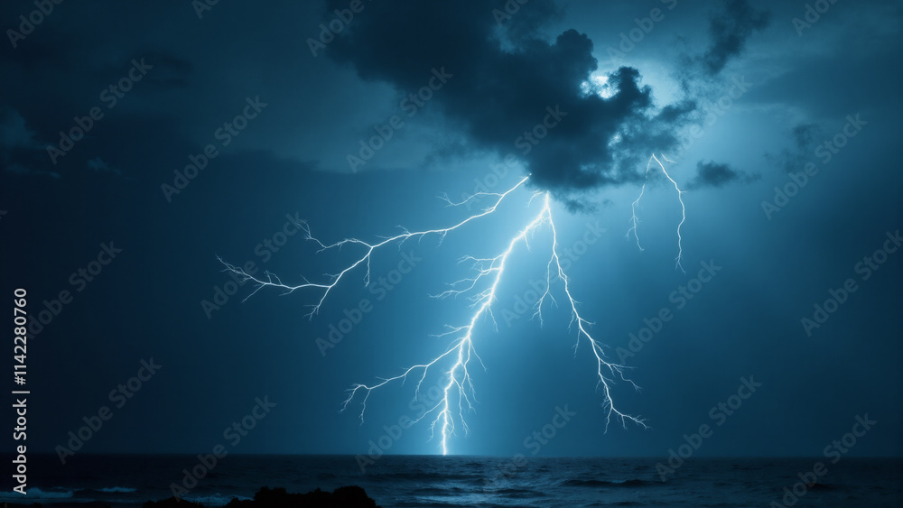 Fototapeta premium Lightning weather theme. Generative ai.