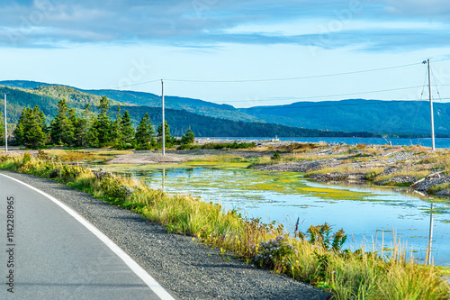 Tableau sur toile A view along the north shore of the Englishtown Ferry on the Cabot Trail, Nova S