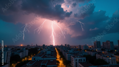 Lightning weather theme. Generative ai.