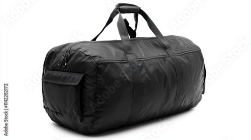 Sleek Black Duffel Bag with Sturdy Handles, Ideal for Travel, Gym, Sports, and Outdoor Activities, Perfect Storage for Essentials and Gear photo