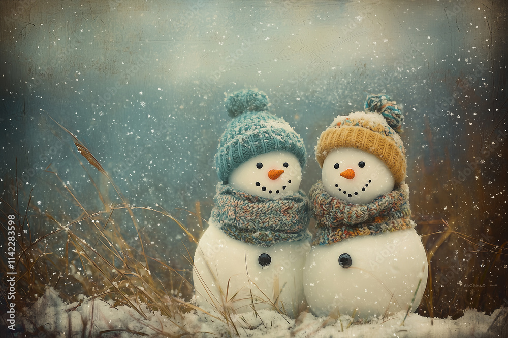 Obraz premium Two Snowmen in Winter Wonderland