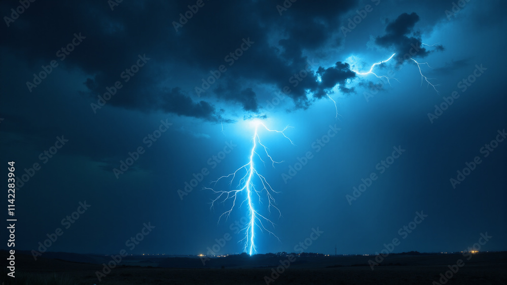 Fototapeta premium Lightning weather theme. Generative ai.