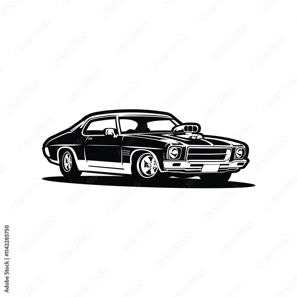 Australian Muscle Car Monochrome Silhouette Vector Illustration Isolated Australian Muscle Car Monochrome Silhouette Vector Illustration Isolated