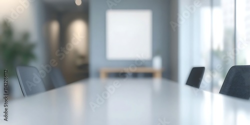Obraz na płótnie Minimalist office interior with blurred desks and chairs, clean professional look w salonie