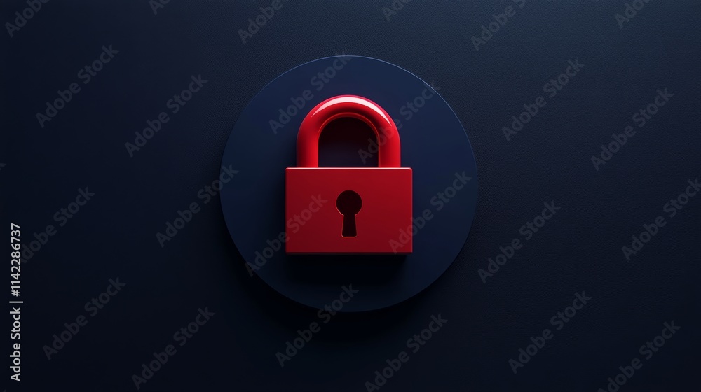 Red Lock on Blue Background Symbolizing Security Red Lock on Blue Background Symbolizing Security