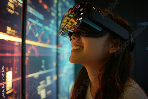 Young Woman Enjoying Virtual Reality Experience