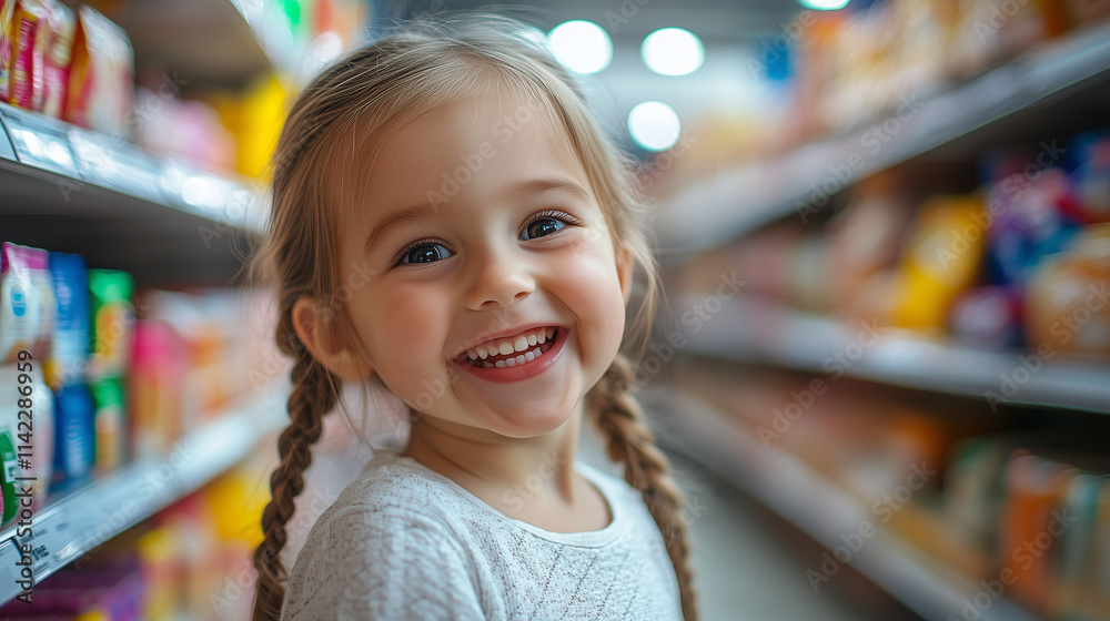 Joyful Shopping: A Little Girl's Fun Moment Joyful Shopping: A Little Girl's Fun Moment