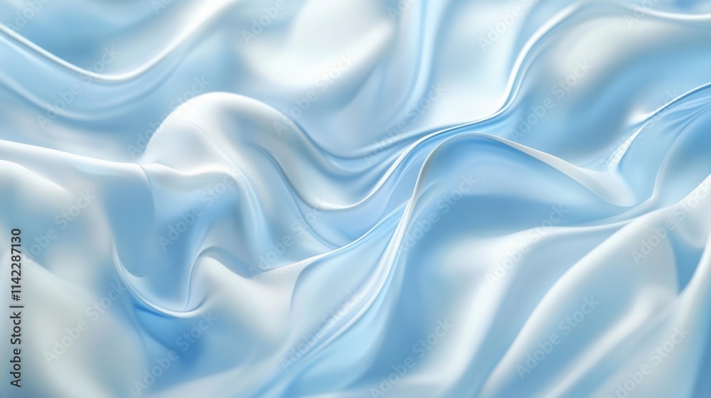 Soft Blue Silk Fabric Draped in Elegant Waves
