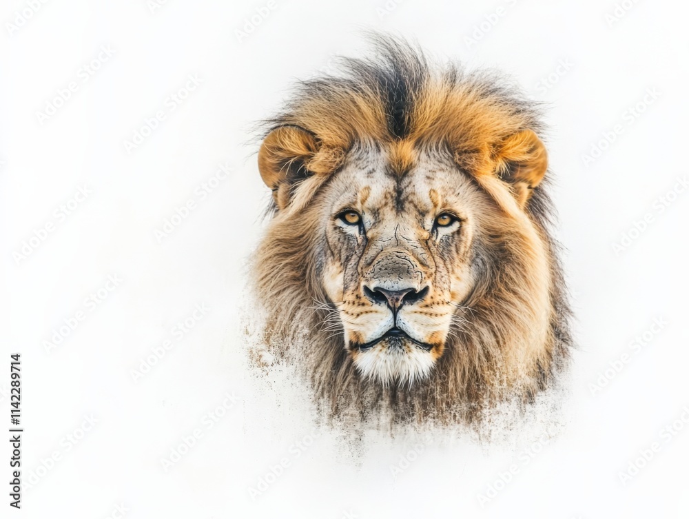 Fototapeta premium Close up of a male lion's face