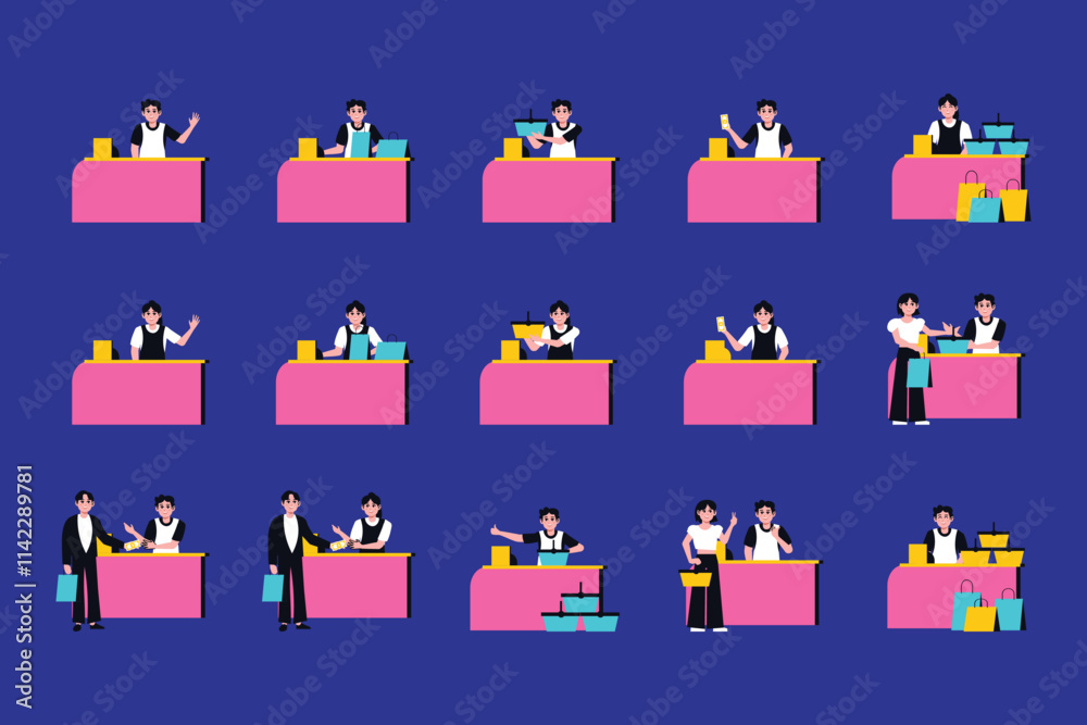 Fototapeta premium cashier illustration collection