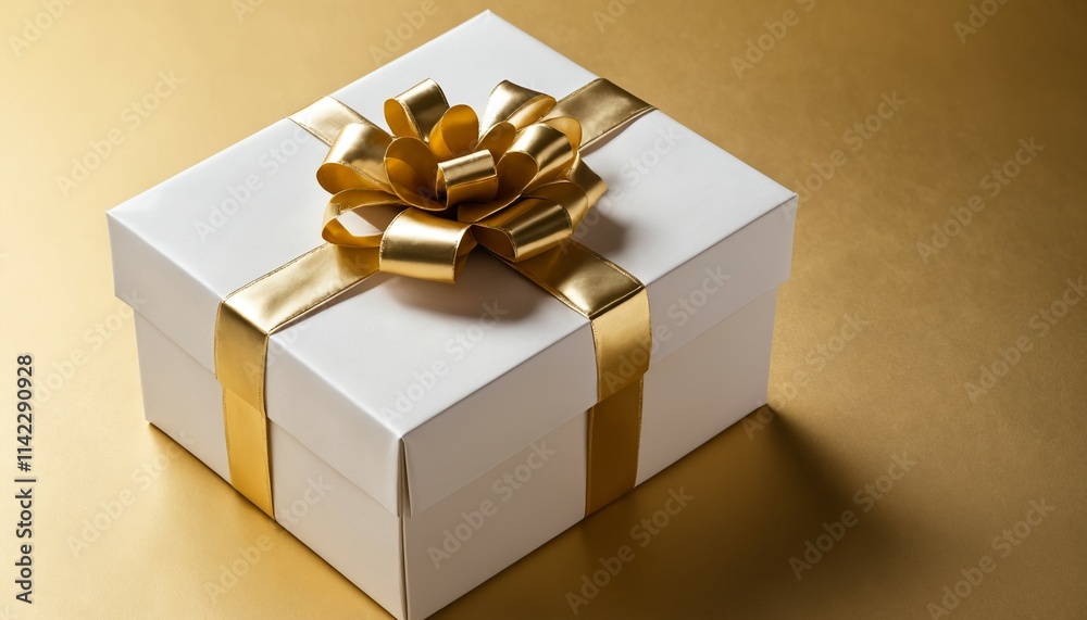Close-up of an anniversary gift box with golden copy space Close-up of an anniversary gift box with golden copy space