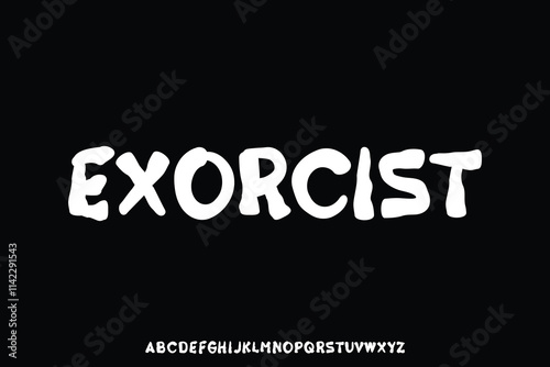 Decorative distressed exorcist alphabet display font vector illustration