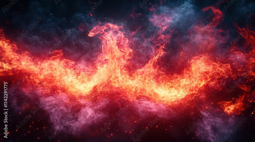 Fiery abstract background with red, orange, and blue flames and smoke. Fiery abstract background with red, orange, and blue flames and smoke.