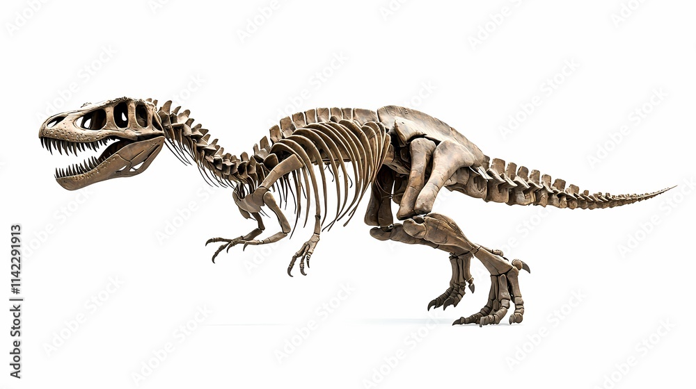 Realistic Skeleton of a Tyrannosaurus Rex in an Aggressive Pose Showcasing Intricate Bone Structures and Dynamic Anatomy Against a Clean White Background Realistic Skeleton of a Tyrannosaurus Rex in an Aggressive Pose Showcasing Intricate Bone Structures and Dynamic Anatomy Against a Clean White Background
