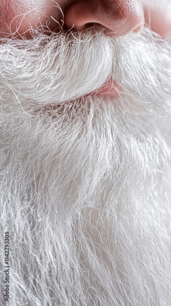 Obraz premium Close-up of long white beard and mustache covering senior man's lower face