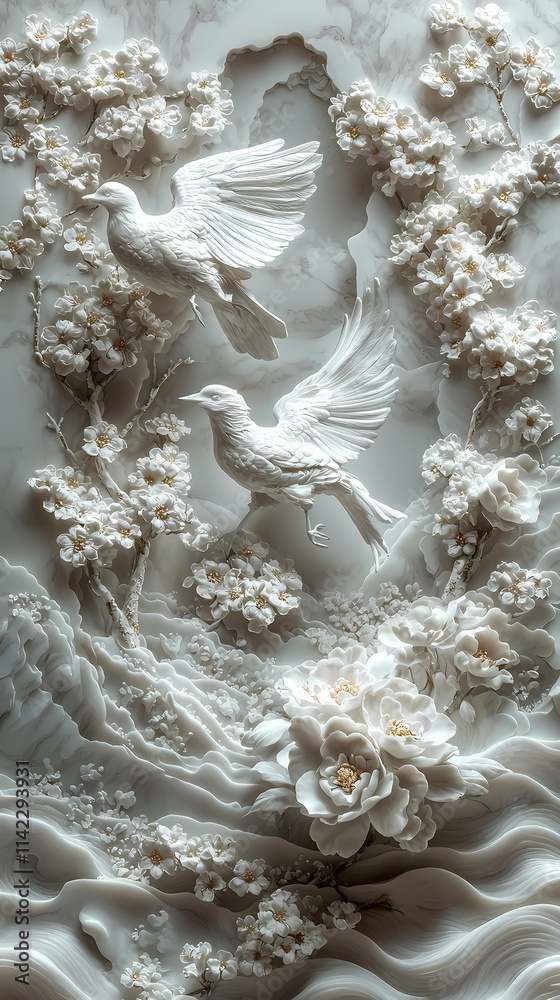 Wallpaper with bas relief in 3D Wallpaper with bas relief in 3D