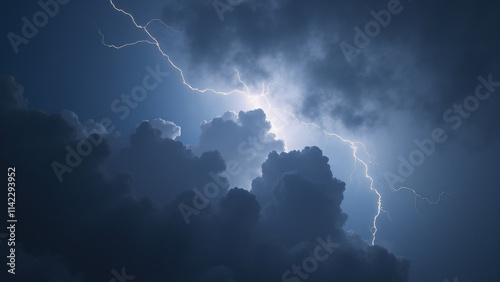 Lightning weather theme. Generative ai.